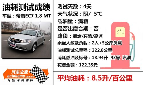 更安全更省油！详细测试帝豪EC7 1.8MT 汽车之家