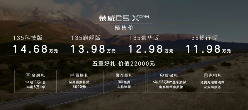 平博pinnacle体育平台1198-1468万元 荣威D5X DMH开启预售(图1)