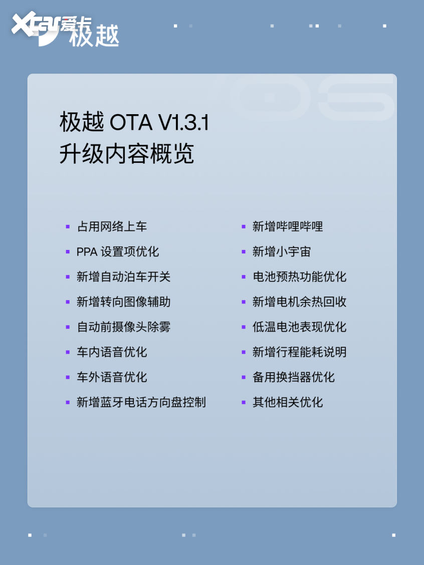 极越正式向全量用户OTA推送V1.3.1版本软件